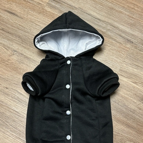 Black White Small Breed Dog Warm Winter Hooded Sweatshirt Sweater Coat Jacket M - Picture 3 of 5